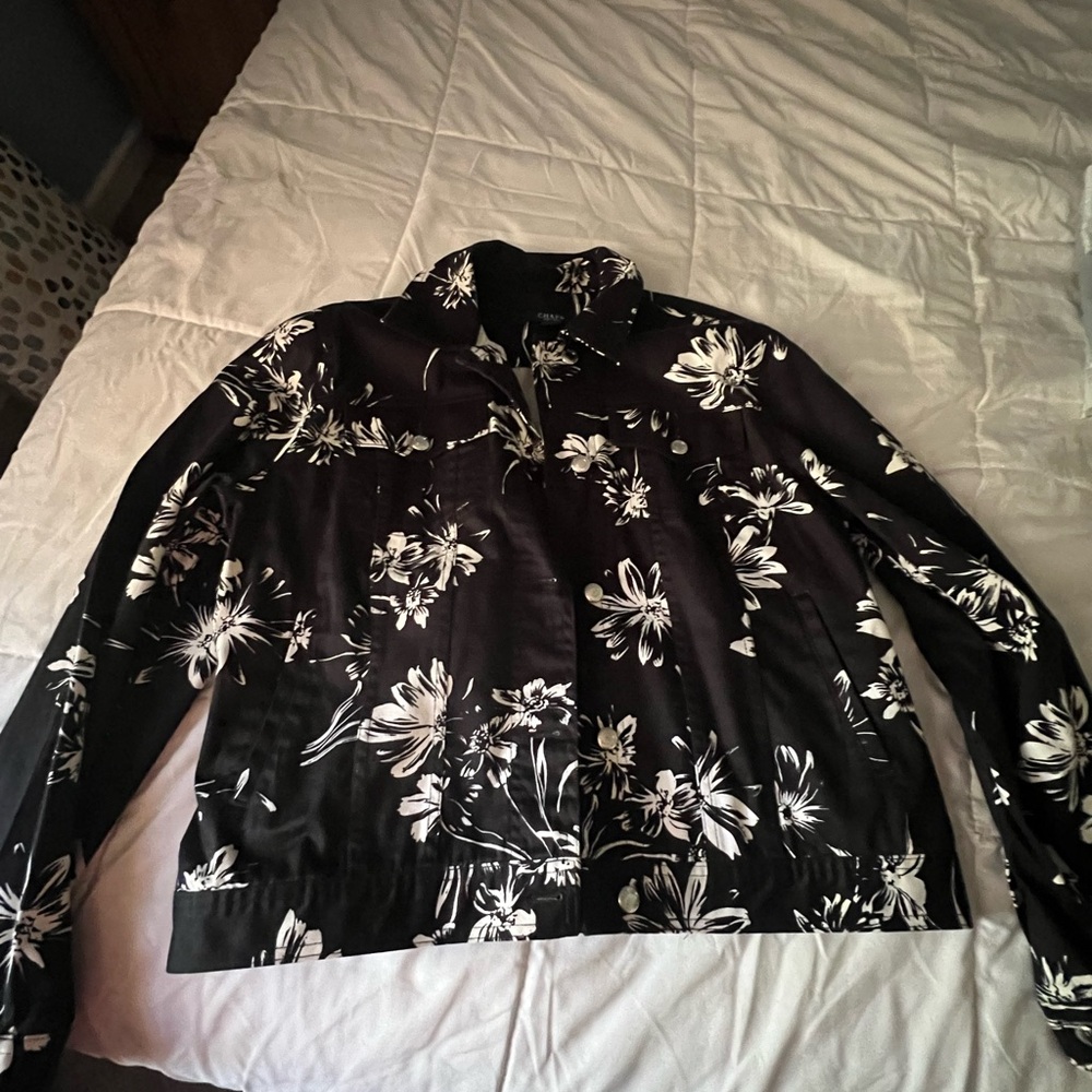 Chaps Floral Black and White chaps jacket